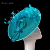 Feather Fascinator หมวกสำหรับสตรีงานแต่งงาน Headpiece Church Party Headwear สุภาพสตรี Kenducky Race Fascinators คลิปผม Headband