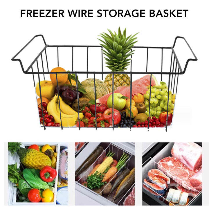 2pcs Refrigerator Freezer Baskets Large Household Wire Storage