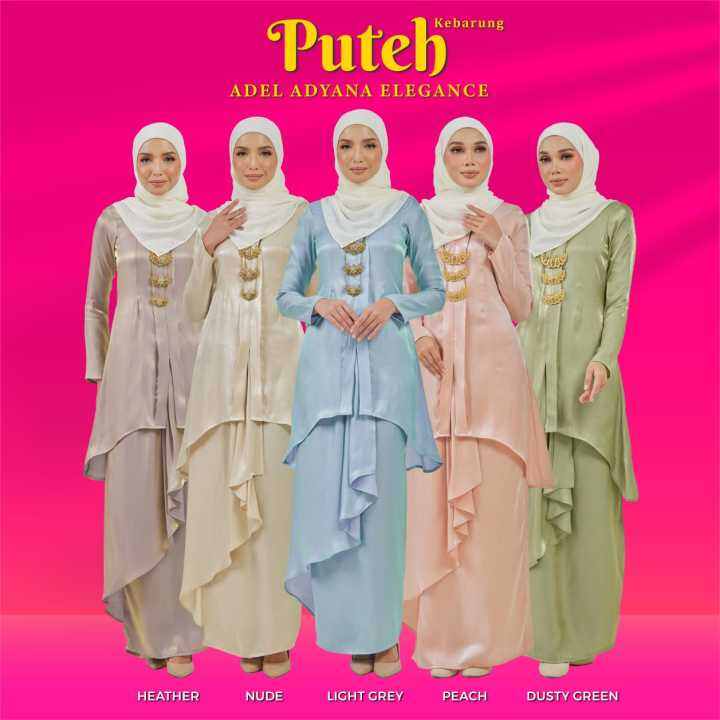 ADEL Puteh Baju Kurung Moden Muslimah Dewasa Premium Shimmer Plain ...