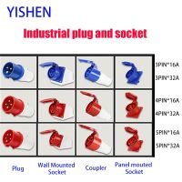 Industrial Plug and Socket 3P/4P/5P 3pin 5score Electrical Connector Power Connecting MALE FEMALE 16A 32A IP44 220V 380V 415V Power Points  Switches S