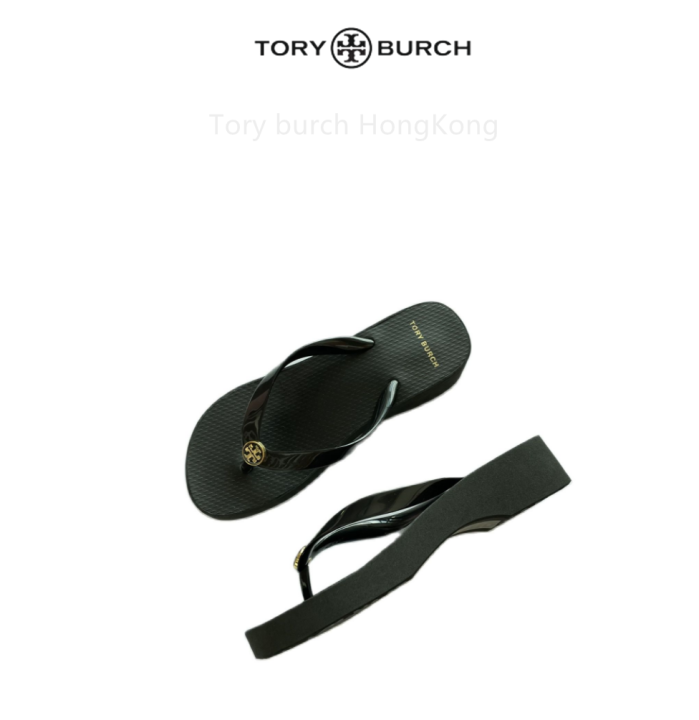 Tory Burch Hongkong] Tory Burch Classic Summer Women'S Wedge Flip Flops  Shallow Beach Vacation Essential | Lazada