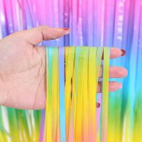 1x2m New Gradient Rain Silk Curtain Colorful Tassel Wedding Room Party Background Wall Layout Decoration Photo Props