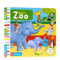 Busy zoo childrens English Enlightenment puzzle game picture book mechanism operation cardboard toy book parent-child reading busy series 3-6 years old