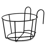 【hot】♣  Round Iron Pot Holder Garden Hanging Bracket Balcony Frame Railing Wall-Mounted Rack