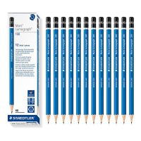 STAEDTLER 12ชิ้น/กล่องใส่ดินสอวาดเขียนดินสอสำหรับโรงเรียนไม้ปากกาวาดเขียนแกรไฟต์สีน้ำเงินเครื่องเขียนดินสอสเก็ตช์ภาพเยอะ