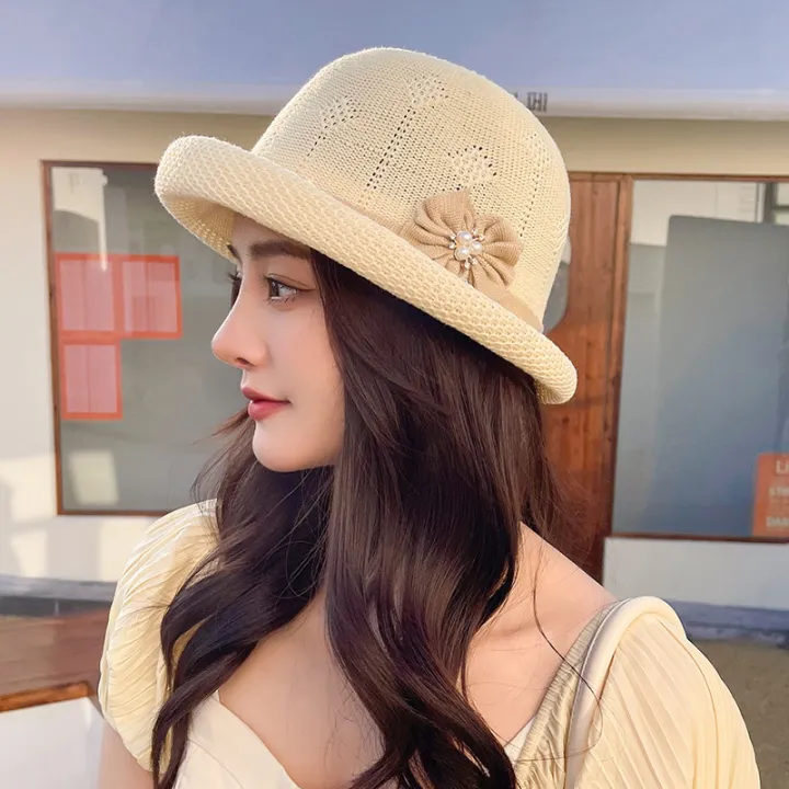 HUIHEYU Simple For Women Pearl Pure Color Caps Spring Basin Hollow Korean Style Caps Female Hats Bucket Hat Mother Caps Sun Hat | Lazada PH HUIHEYU Simple For Women Pearl Pure Color Caps Spring Basin Hollow Korean Style Caps Female Hats Bucket Hat Mother Caps Sun Hat | Lazada PH