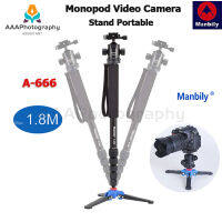 Manbily A-666 Tripod Monopod วิดีโอกล้องแบบพกพาขาตั้ง KB-0 Ballhead M2ฐานความสูงสูงสุด1.8M