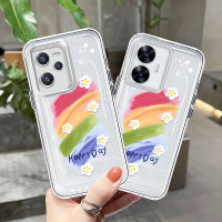 Realme C35เคส C55 Realme C30 C30S เคส C17 Realme 10 4G 10 Pro 10 Pro + Plus 5G 8 8i 8 5G 9 5G 5 5i 6i เคส7i แฟชั่นเรียบง่ายพิมพ์ลายดอกไม้สีเคสกันกระแทกแบบเบาเคส TPU นิ่มกันกระแทกเคสโทรศัพท์ป้องกันเลนส์แบบเต็ม