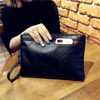 Fashion Design Black Leather Women Bag Clutch Hand bag Wrist Envelope Bag Ladies Business Handbags Free Shipping