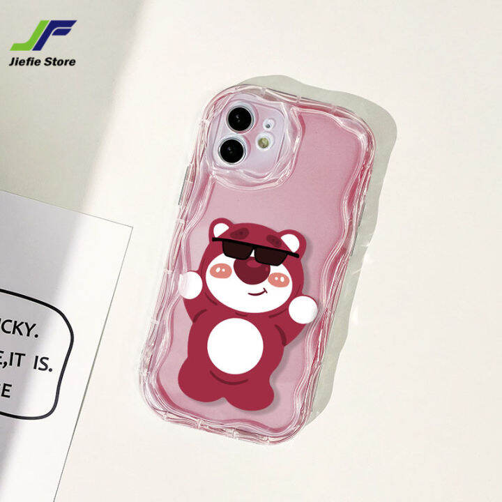 เคสโทรศัพท์สุดเท่ห์หมีลายสตรอเบอร์รี่การ์ตูน-jiefie-สำหรับ-vivo-y21-y21t-y21a-y21s-y33s-y33t-y22-y22s-y91-y93-y95-y50-y30-คลื่น-y30i-ออกแบบเคสป้องกันการกระแทกพิเศษ