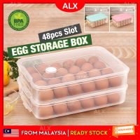 ALX BORONG Malaysia Malaysia BPA FREE 48 Eggs Slot Refrigerator Fresh 2 Layers Fridge Organizer Kitchen Space Saving Food Container Storage Box
