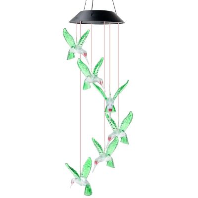LED Solar Wind Chime Lamp Bird Wind Chime Lamp Pendant Wind Chime Decorative Lamp Color Changing Lamp Solar Lamp