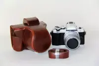 【┋】 Infinityclicks เคสกระเป๋ากล้องหนัง PU สำหรับ Olympus EM10 II E-M10 MarkII EM10 III E-M10 Mark III กระเป๋ากล้องพร้อมสายคล้องไหล่