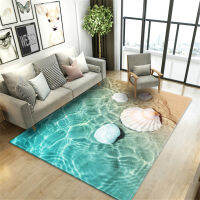 Beach Sea Waves Living Room Rug 3D Landscape Printed Floor Mat Flannel Sponge Large Bathroom Rug Decorative Bedroom Carpet Soft