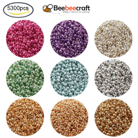 Beebeecraft 5300pcs/50g FGB® 11/0 Dyed Glass  Beads Grade A Round Gold Jewelry Making DIY 2.3x1.5mm Hole: 1mm