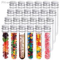 5/10/24pcs 45ML Plastic Lab Test Tubes Metal Cap Screw Lid Round Bottom Wedding Party Candy Cosmetic Travel Lotion Containers