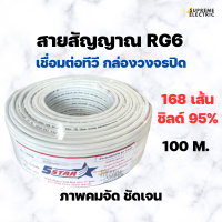 สายนำสัญญาณ RG6 CCTV 168 เส้น ชิลด์ 95% 75 โอห์ม 5Star สายอากาศ สายต่อทีวี สายกล้องวงจรปิด สุพรีมอิเล็คทริค