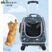 Suitcase Stroller Cat Carrier Bag Breathable Backpack Portable Cat Bag Carrying For Dogs Large Space Trolley Travel Bag