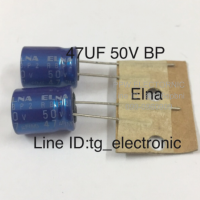47UF 50V BP 85’c ELNA  Size 10x13 mm. คาปาซิเตอร์ แบบไม่มีขั้ว capacitor ตัวเก็บประจุ อะไหล่อิเล็กทรอนิกส์.