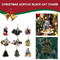 2D Acrylic Christmas Tree Decoration Black Cats Themed Christmas Hanging Ornaments New Year Pendant Cute Xmas Tree Decor Christmas Ornaments