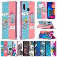 ! เคสโทรศัพท์หนังฝาพับพร้อมช่องใส่บัตรสําหรับ Samsung Galaxy A20 A30 A10 A40 A50 A30S A70