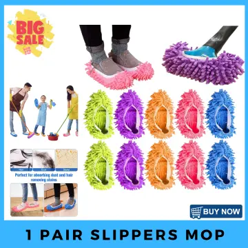 10Pcs Mop Slippers for Floor Cleaning Washable Shoes Cover Soft Microfiber  Dust Mops Mop Socks Reusable for Women Men Kids Foot Dust Hair Cleaners