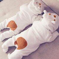 Popular Thickened Warm Coral Velvet Childrens Crawling Clothes Newborn Foot Covering One-Piece Clothes Infant Crawling Clothes