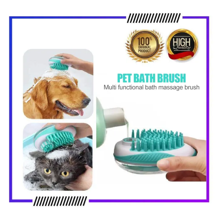  Molain Dog Cat Bath Brush Comb Silicone Rubber Dog /Puppy  Massage Brush Hair Fur Grooming Cleaning Brush Soft Shampoo Dispenser  (blue) : Pet Supplies