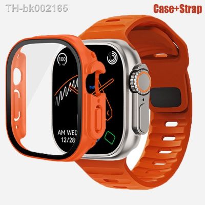♛☞┅ Case Strap for Apple watch band 49mm 44mm 40mm 45mm 41mm 42mm 38mm 45 mm silicone bracelet iWatch series 7 6 3 se Ultra 8 strap