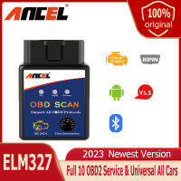 Ancel เครื่องสแกนรหัส ELM327ในรถยนต์,เครื่องอ่านรหัสผิดพลาดการอ่านเครื่องยนต์ระบบแอนดรอยด์ OBD2สามารถอ่านค่าความต่างศักย์การใช้เชื้อเพลิงและอุณหภูมิของน้ำได้สำหรับรถทุกรุ่น1.5V ผ่านบลูทูธสแกนอัตโนมัติ