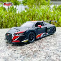 MSZ 1:24 Audi R8 LMS แบบจำลองรถแข่ง Mobil Mainan Anak-Anak หล่อขึ้นรูปและของเล่นรถเสียงและไฟรถของเล่นเด็กเสื้อสเวตเตอร์ของขวัญด้านหลัง