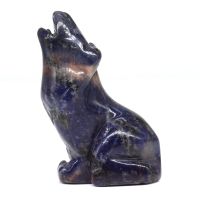 2 Wolf Statue Blue Sodalite Natural Stone Carved Home Decoration Healing Crystal Reiki Animal Figurine Gemstone Small Ornament