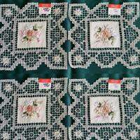 2PSet New CottonRibbon Embroidered laceSquare Coaster vaseMat Natural Hand-Crocheted Placemat Tuscany Embroidered25*25cm