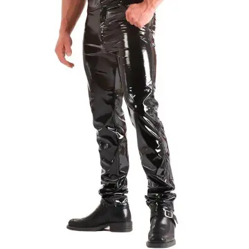 Wet Look PVC Leggings Shiny PU Leather Jeans Pencil Pants Men Hot