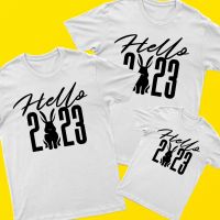 【New】#ถูกสุด ขายปีใหม่HELLO 2023 - NEW YEAR FAMILY SHIRT - CHRISTMAS SHIRTเสื้อยืด S-4XL