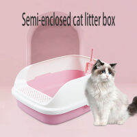 กล่องครอกแมวขนาดใหญ่หนาอุปกรณ์ทำความสะอาดสัตว์เลี้ยง Anti-Splash Semi-Enclosed Cat Litter ห้องน้ำแมว Cat Poop Basin