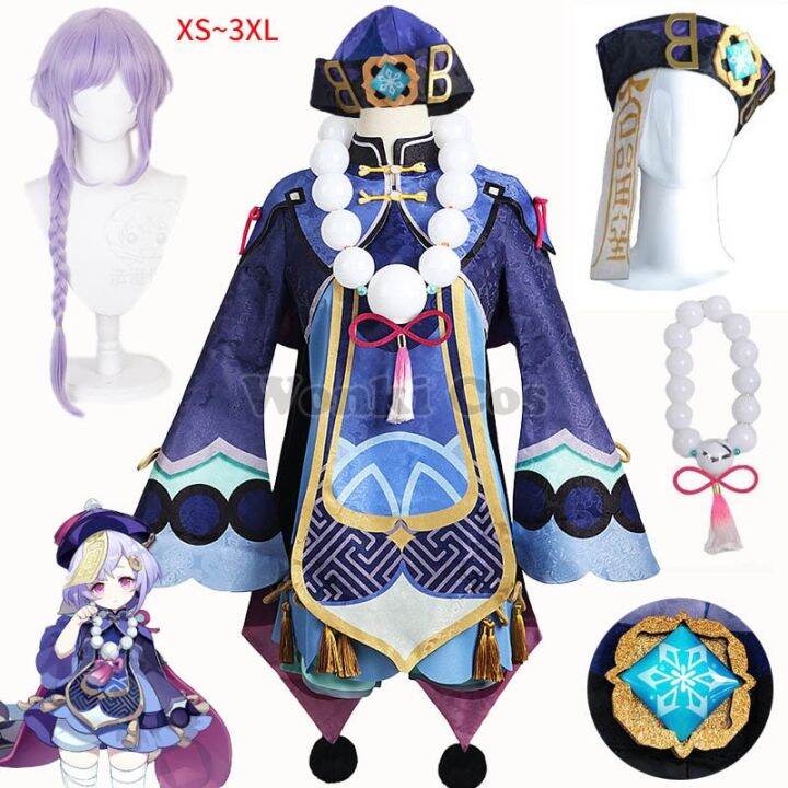 Genshin Impact Qiqi Cosplay Costume Genshin Qi Qi Cosplay Wig Hair ...