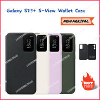 ✅คลังโรงงาน✅เคสกระเป๋าเงินสำหรับ Samsung Galaxy S23 + S-View สำหรับ S23 Samsung + (6.6 ") เคสโทรศัพท์มือถือแบบพับอัจฉริยะฝาปิดมองเห็นได้ชัดเจน