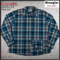 Wrangler®แท้ อกจริง 54 ไซส์ 4XL เสื้อเชิ้ตผู้ชาย แรงเลอร์ สีกรม เสื้อแขนยาว เนื้อผ้าดีสวยๆ