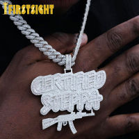 Iced Out Bling CZ Letter Certified Steppa Pendant Necklace Cubic Zirconia AK47 Charm Necklaces Men Fashion Hip Hop Jewelry