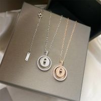 French Luxury Brand Jewelry Lucky Move Series 925 Sterling Silver Amulet Rotatable Pendant Womens Necklace. Sliding Diamond