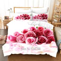 Rose Flower Bedding Sets 23 Pcs King Queen Sizes Beautiful Woman Duvet Cover Set Print Comforter Sets Bed Cover Sets