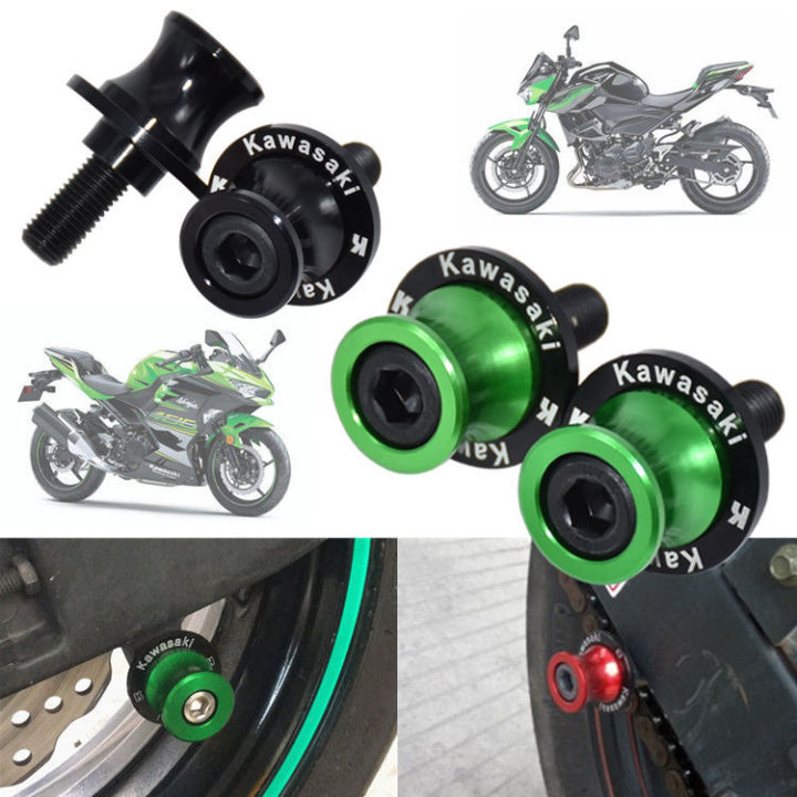 สปูน-อลูมิเนียม-ยกรถ-ล้อหลัง-ติดสวิงอาร์ม-cnc-อุปกรณ์ยกล้อหลังโลโก้-kawasaki-810-มม-อลูมิเนียม-zx6r-zx10r-er6n-z650-z400-z900-z1000-ninija-400-650-2-ชิ้น