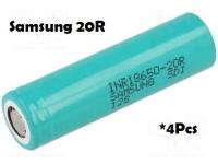 4pcs Samsung 20R 18650 2000mAh 3.6V Battery ถ่านชาร์จ 18650 รุ่น INR18650-20R 2000mAh (4 ก้อน)