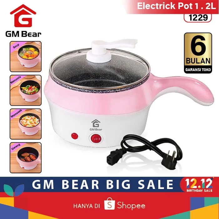 Gm Bear Panci Listrik Serbaguna 1 2l Electric Cooking Pot Lazada Indonesia