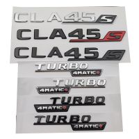 3d ABS ฝาหน้าฝาหลังกระโปรงรถสีดำตราสติกเกอร์โลโก้แผ่นบังโคลนรถ CLA45S เทอร์โบ4Matic สำหรับ Mercedes CLA 45S AMG C118อุปกรณ์เสริม C117