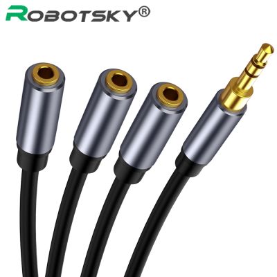 【jw】☄⊕  Audio Splitter Cable 3.5mm 3 Female to Male Jack Aux for iPhone MP3 Headphone