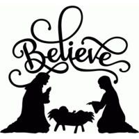 quot; BELIEVE NATIVITY FLOURISH quot; Vinyl Christmas Decal sticker for glass block shadow box Decor