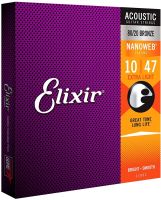 Elixir Nanoweb Polyweb Coating 80/20 Bronze Stainless Steel Acoustic Guitar Strings