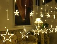 SmartPhonemall 220V EU Plug LED Star Light Christmas lights Indoor/Outdoor Decorative Love Curtains Lamp For Holiday Wedding Party lighting(Warm White)